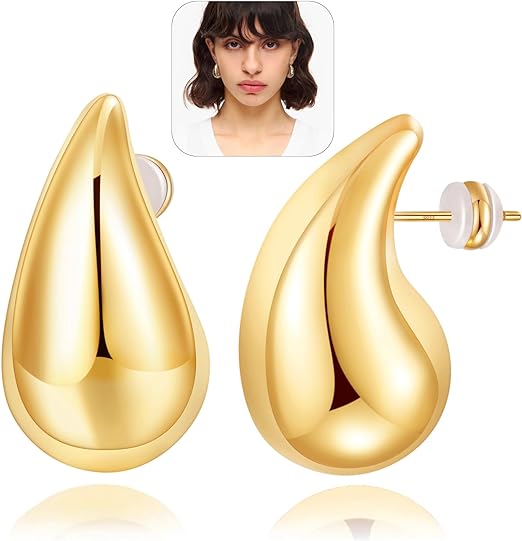Chunky Gold Hoop Teardrop Earring