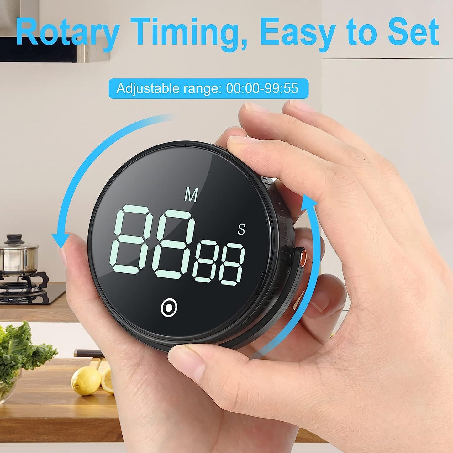 Silent adjustable kitchen timer