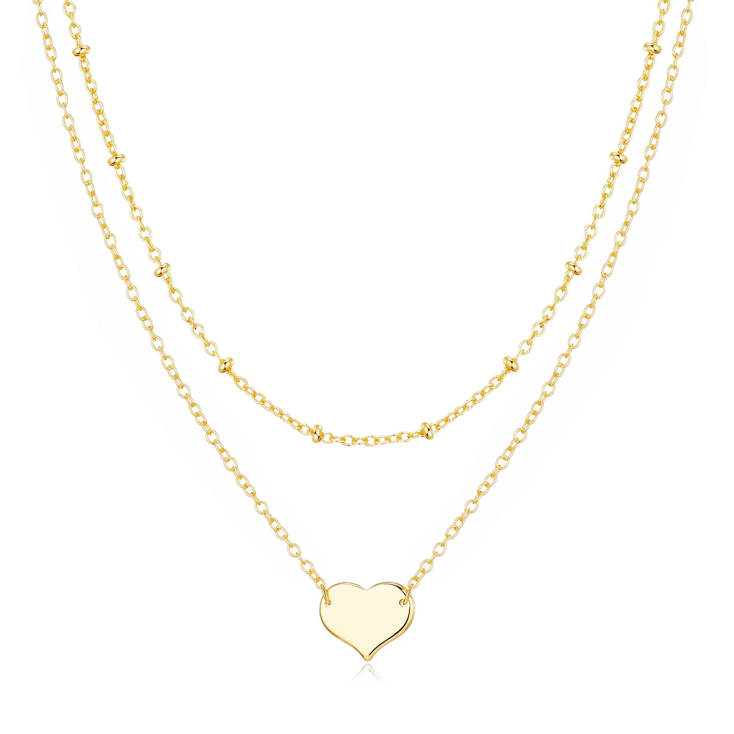 Gold Plated Double Layered Heart Necklace