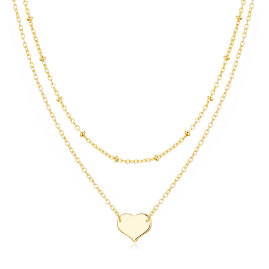 Gold Plated Double Layered Heart Necklace